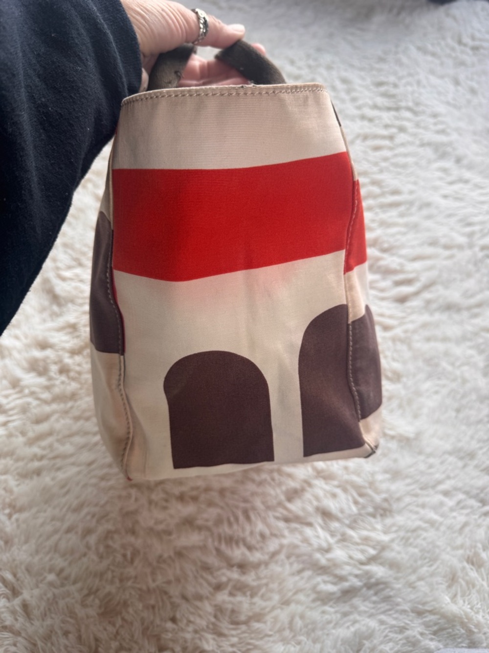 Vintage Bally canvas Tote Bag with Red, Brown & Cream printing - Picture 12 of 14